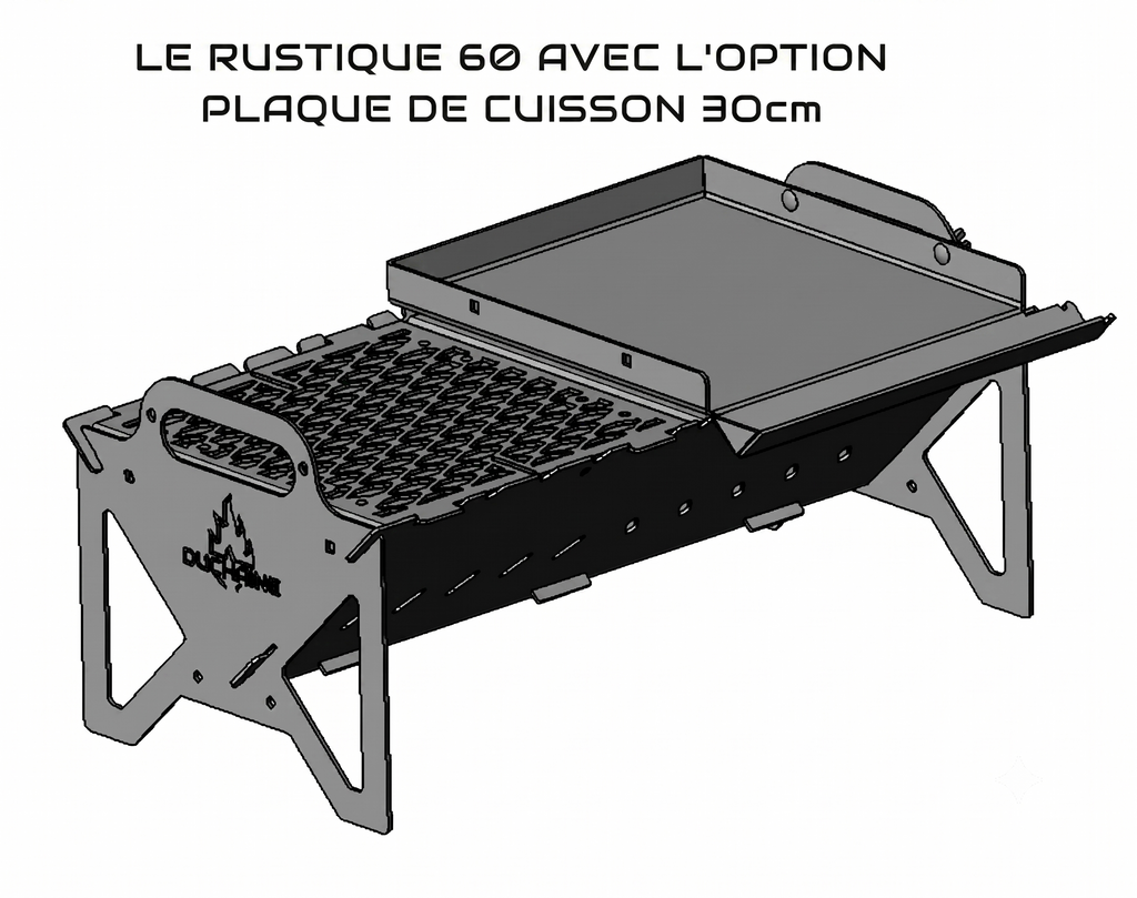 LE RUSTIQUE 60_Grill portable au charbon de bois (30cm x 60cm)